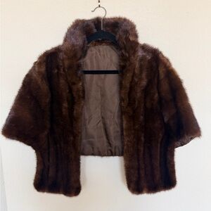 Vintage Oleg Cassini Mink Fur Bolero Shawl Jacket